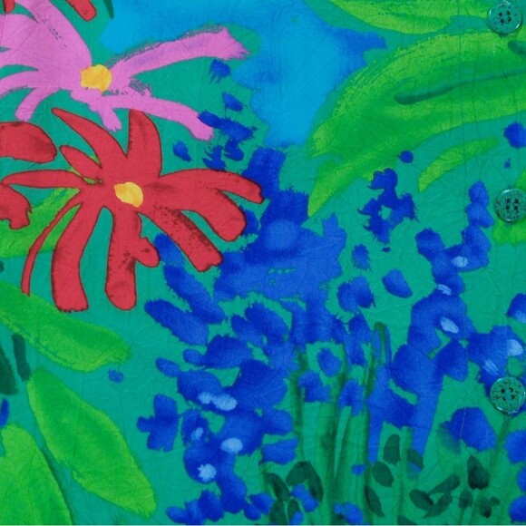 JAMS World Sea Flower Retro Hawaiian Tropical Vacay Shirt Size Medium - Picture 6 of 10